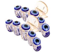 SAFIGLE 2pcs Blue Evil Eyes Large Jaw Hair Clips for Thin Hair Women 8cm Five-eye Claw Clips Decorative Accessories for Styling and Volume