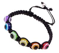 SAFIGLE 2pcs Blue Eyes Evil Eye Beads Bracelet Woven String Adjustable Fashion Creative Hand Ornament Men Beaded Wrist Decor Bracelets for Unisex