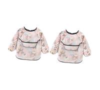 SAFIGLE 2pcs Boys and Girls Overclothes Long Sleeve Dining Bib Zoo Pattern Bib Clothes for Boy Girl Newborn Mealtime Protection