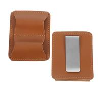 SAFIGLE 2Pcs Brown PU Leather Notebook Pen Holder Clip with 2 Slots, Vintage Pen Sleeve Organizer for Journals, Planners, Teachers, Students, Office and Travel Use