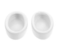 SAFIGLE 2pcs Ceramic Lizard Food Bowl Oval Shaped Reptile Water Holder with Spill Prevention for Horned Frog and Lizard Feeding, Sturdy White Ceramic Pet Feeder for Terrarium Use