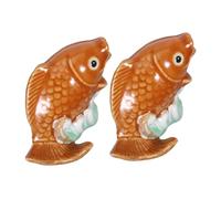 SAFIGLE 2pcs Ceramic Toilet Bolt Covers Fish Statue Decorative Caps for Bathroom Compatibility Hide Installation Marks Artistic Carp Design Decorative Knots