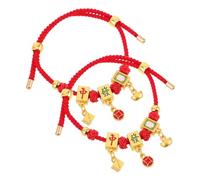 SAFIGLE 2pcs Chinese Mahjong Bracelet for Women Handmade Braided Rope Wristband with Mahjong Charm Stylish Luck Feng Shui Jewelry Accessory Unique Cultural