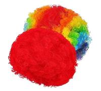 SAFIGLE 2pcs Clown Afro Wigs for Disco Parties Soft Rainbow Red Wigs Diy Hairstyles for Birthday Celebrations Costume Events Lightweight Easy to Wear