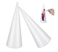 SAFIGLE 2PCS Cone Shaped Polystyrene Foam DIY Supplies for Craft Projects Lightweight Solid White Foam Cones for Home Preschool Decoration and Manual Classes