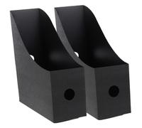 SAFIGLE 2Pcs Desktop Document Organizer Rack for Office and Students Modern Black File Holder with Note Label Magazine and Book Storage Desk File Storage Rack for Letters