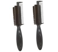SAFIGLE 2pcs Double-sided Hair Clean Comb with Nylon Bristles and Sturdy Abs Handle for Barber Shop Haircutting and Styling Comfortable Grip Hairbrush and Comb for Women and Men