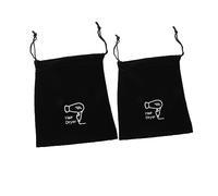 SAFIGLE 2Pcs Durable Hair Dryer Storage Bag Creative Drawstring Pouch for Hotel Use Travel Multifunctional Organizer for Hair Dryer Jewelry Sundries Black