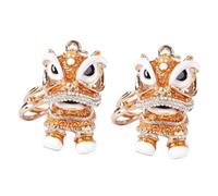 SAFIGLE 2pcs Fashionable Lion Dancing Keychain Accessory Rhinestones Creative Metal Keyring for Daily Use for Birthdays and Festivals Chinese Charm