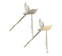 SAFIGLE 2pcs Fish Tail Hair Sticks with Pearl and Tassel Design for Women Elegant Hair Chopsticks for Buns and Updos Smooth Surface Hairpins for Long Term Use