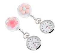SAFIGLE 2pcs Flower Chest Watch Clip Pocket Watch for Nurses Quartz Movement Portable Floral Pattern