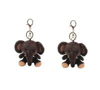 SAFIGLE 2pcs Fluffy Elephant Keyring Cartoon Car Keychain Tails Elephant Keychains Pendant for Bag Doll