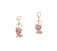 SAFIGLE 2pcs Fluffy Keyring Charm Cat Metal Keychain Bag Pendant Creative Keychain Jewelry Accessories Car Ornament Pink