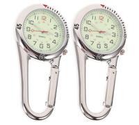 SAFIGLE 2pcs Fob Watch Clip-on Quartz Watch Stainless Steel Glow in The Dark Luminous Dial for Outdoor Enthusiasts and Mountain-Climbing