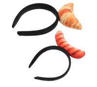 SAFIGLE 2pcs Funny Food Themed Headband for Women, Plush Cloth Material with High Realism Bread, Croissant, and Hot Dog Shapes, Gentle on Hair Photo Props for Party and Cosplay