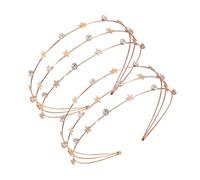 SAFIGLE 2pcs Golden Rhinestone Star Headband Sparkling Crystal Hair Hoop for Women and Girls Elegant Party and Wedding Accessory Versatile Star Headdress with Shimmering Design