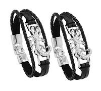 SAFIGLE 2pcs Gothic Scorpion Bracelets Punk Leather Wrist with Braided Detail Bohemian Jewelry for Daily Wear Parties Halloween and Nightclub