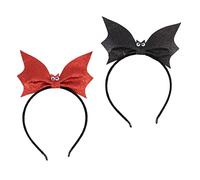 SAFIGLE 2Pcs Halloween Bat Headband Lightweight Glitter Bat Hair Hoops for Party Accessories for Halloween Cosplay for Friends and Family Celebrations