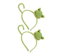 SAFIGLE 2pcs Hand-knitted Cartoon Frog Hairband Cute Frog Makeup Headband Crochet Accessory for Women Festivals