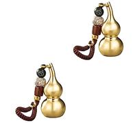 SAFIGLE 2pcs Handmade Gourd Ornament Keychain Brass Pendant Vintage Style Car Keyring Feng Shui Charm