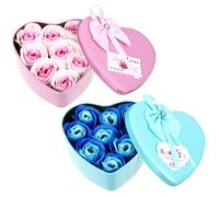 SAFIGLE 2Pcs Heart Shaped Soap Flower present Box Floral Scented Soap for Mother Day Elegant present for Anniversaries and Special Occasions