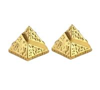 SAFIGLE 2PCS Khufu Pyramid Model Resin Decor Delicate Golden Egyptian Mausoleum Building Figurines for Home Office Sand Table Accessories with Bright Color and Wear-resistant Ancient Giza