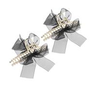 SAFIGLE 2pcs Large Faux Pearl Claw Clips Bowknot Hair Clamps for Women Thick Hair Wedding Party Hairstyles Tulle Bowknot Claw