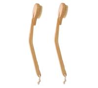 SAFIGLE 2Pcs Long Handle Back Shower Scrubber for Elderly and Disabled Gentle Body Exfoliator and Massage Brush for Wet Dry Use Soft Bristle