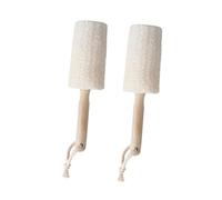 SAFIGLE 2Pcs Loofah Back Scrubber Brush with Wooden Handle Exfoliating Bath Body Cleaner for Hard to Reach Areas Natural Materials Gentle Skin Protection