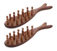SAFIGLE 2pcs Massage Gua Sha Comb: Wooden Hair Comb & Scalp Massager Tool - Sandalwood Head Massager for Hair Care - Wide Tooth Detangling Brush