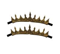 SAFIGLE 2pcs Medieval King Crown Headband for Men Antique Gold Tiara for Stage Performances Cosplay Birthday Parties Royal Costume Accessories Versatile Theatrical Hairpiece