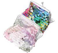SAFIGLE 2pcs Mini Coin Purses for Women with Kiss Lock Closure, Double-Sided Sequins, Portable Small Change Wallet Set in Rainbow and Pink Purple Colors, Cute Coin Wallets for Travel