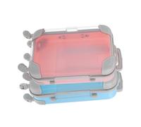 SAFIGLE 2pcs Mini Trolley Makeup Storage Boxes for Women Portable Plastic Eyelash and Cosmetic Organizer Travel-Friendly Makeup Suitcase Luggage Design