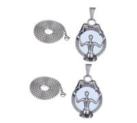 SAFIGLE 2Pcs Mirroring Woman Pendant Necklace Hip Hop Stainless Steel Chain Unique Design for Women for