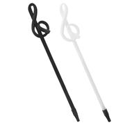 SAFIGLE 2pcs Musical Note Ballpoint Pens with Comfortable Grip and Smooth Writing, Creative Plastic Treble for Office and Teaching Use