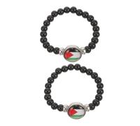 SAFIGLE 2pcs Palestine Flag Beaded Bracelet International Friendship Wristband for Men Women Vibrant Charm Accessory Unique Palestine Theme Jewelry
