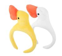 SAFIGLE 2pcs Plush Headband Hair Hoops Yellow White Goose Head Accessories for Ladies Women's Spa Cosplay Shower Wash Face Party Photo Props