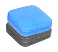 SAFIGLE 2pcs Portable Multi-Grid Medicine Organizer Case Wear-Resistant Pill Box for Travel Daily Use Compact Accessories for Pocket Wallet Blue Gray