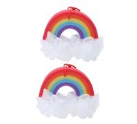 SAFIGLE 2Pcs Rainbow Bath Flowers Comfortable Skin Exfoliating Bath Balls Practical Shower Tools for Body Cleaning Housewarming Easy to Use