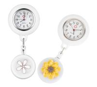 SAFIGLE 2pcs Retractable Nurse Fob Watches for Professional Nurses, Digital Quartz Pocket Watches with Sturdy Metal Case and Convenient to Read Time, Nursing Accessory