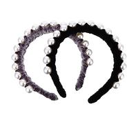SAFIGLE 2pcs Retro Pearl Hairband for Women and Vintage Single Row Large Pearls Headband Elegant Hair Accessories for Weddings Parties Bridal Showers and Daily Wear