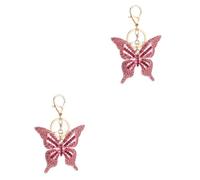 SAFIGLE 2pcs Rhinestone Butterfly Keychain Pendant Cute Bag Charm for Women and Girls Stylish Alloy Keyring Decor for Festivals and Anniversaries