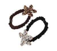 SAFIGLE 2pcs Rhinestone Hair Scrunchies Elastic Ponytail Holders with Sparkling Sea Star Design High Elasticity Crystal Hair Ties for Women Gentle No Damage Bands for Summer Beach Wear