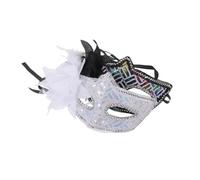 SAFIGLE 2pcs Sequin Half Face Masquerade Masks with Side Flower for Women Elegant Carnival Cosplay Mask for Halloween Bridal Party and Costume Events