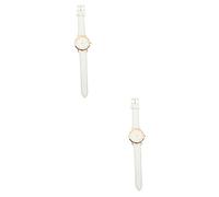 SAFIGLE 2pcs Simple Design Women's Watch Comfortable Strap Fashion Wrist Watch for Office Lady Decorative