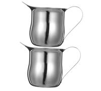 SAFIGLE 2pcs Stainless Steel Milk Frothing Pitchers Steamer Cups for Lattes Cappuccinos Espresso with Easy-Clean Smooth Surface Material for Home and Office Use