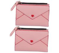 SAFIGLE 2pcs Storage Pu Wallet Separate Compartment for Cards and Stylish Love Heart Design Change Wallet for Women for Travel and Daily Use