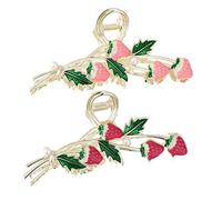 SAFIGLE 2pcs Strawberry Hair Clips for Women Cute Fruit Claw Clip Accessories Non-slip Design Metal Jaw for Daily Wear Parties and Banquets Pink Red