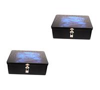 SAFIGLE 2pcs Tinplate Storage Box Lock Key Home Desktop Small Tin Case for Jewellery Organization
