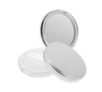 SAFIGLE 2Pcs Ultra Thin Loose Powder Container Mirror Silver Color Reusable Makeup Powder Puff Case for Travel Portable Cosmetic Storage